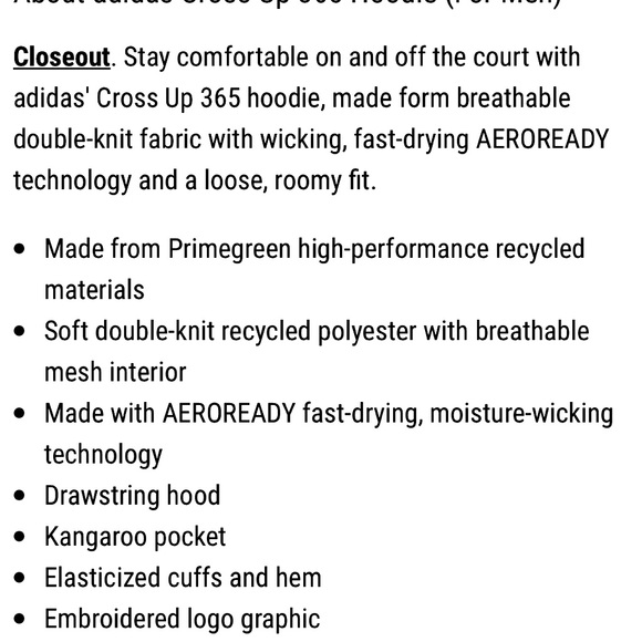 NWT Men’s Adidas Aeroready 365 Hoodie - Picture 5 of 6